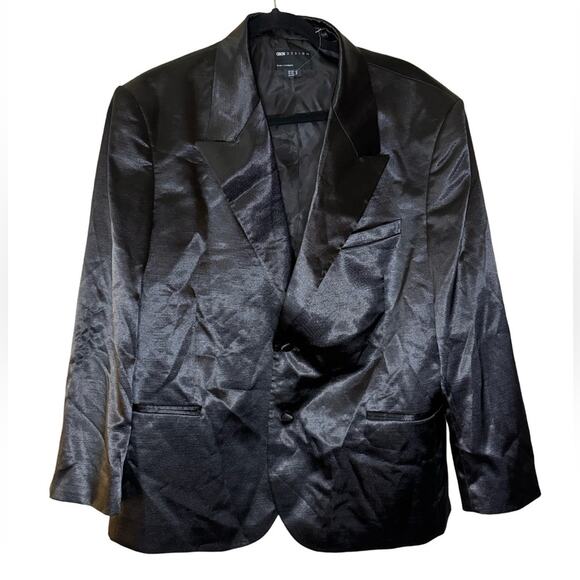 ASOS Slim Suit Jacket - Black Satin Size 46R